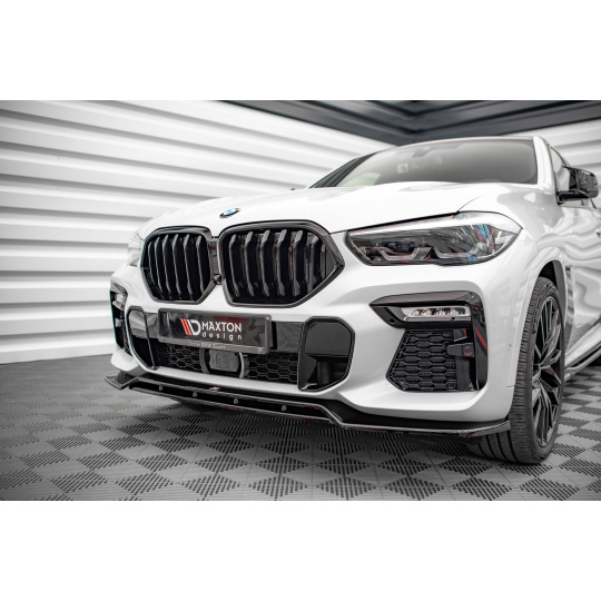 Maxton Design spoiler pod přední nárazník ver.2 pro BMW X6 G06 /M-Pack, černý lesklý plast ABS
