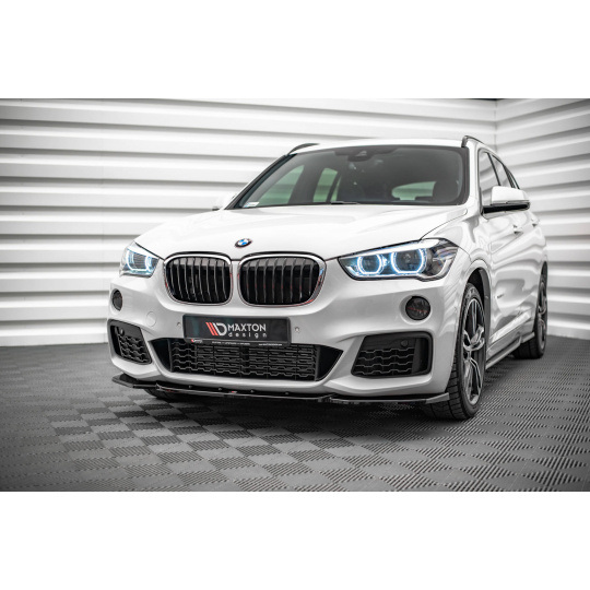 Maxton Design spoiler pod přední nárazník pro BMW X1 F48 /M-Pack, černý lesklý plast ABS