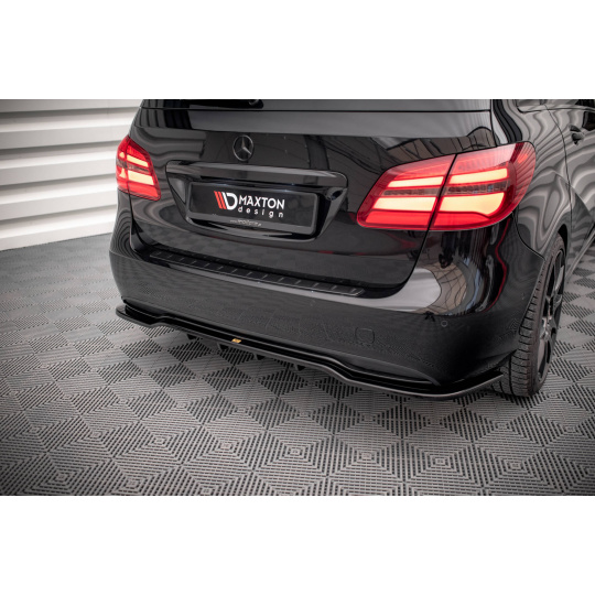 Maxton Design středový spoiler pod zadní nárazník s žebrováním pro Mercedes třída B W246 Facelift, černý lesklý plast ABS