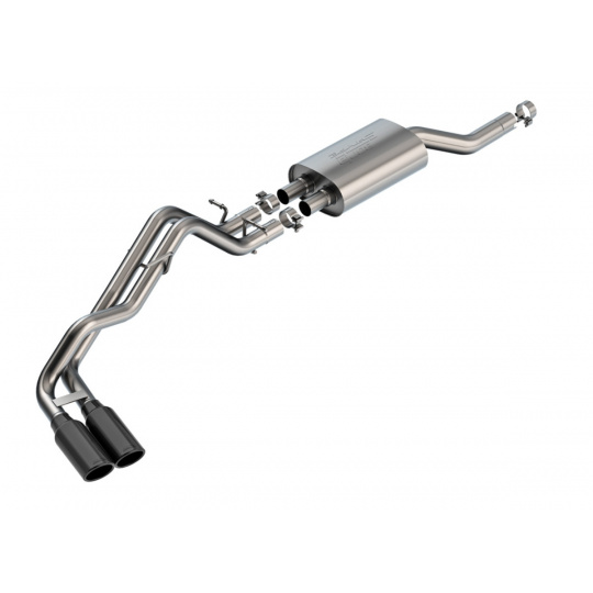 Borla Cat-Back výfukový systém "S-Type" pro Ford Ranger XL / XLT / Lariat 2.3l 4Cyl., automat, 2WD/4WD, CC s SB (5') rozvor 128,7'', r.v. 2024, typ koncovek: černé