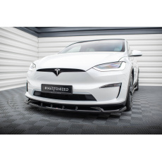 Maxton Design spoiler pod přední nárazník ver.2 pro Tesla Model X Mk1 Facelift, černý lesklý plast ABS