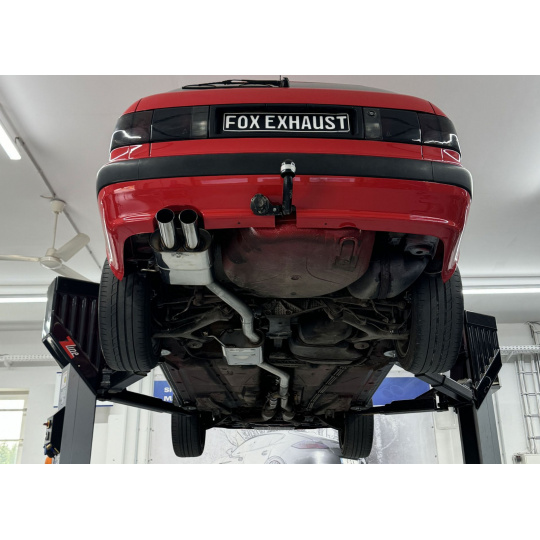 Fox Sportauspuff poloviční výfukový systém od katalyzátoru s dvojitým katalyzátorem s koncovkou 2x70 Typ 10 pro Audi 80 B4 Quattro s motorem 2.0, 2.3, 2.6, 2.8 l