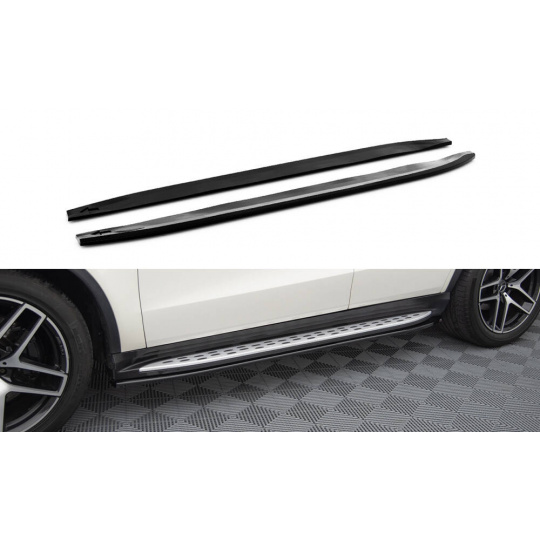 Maxton Design difuzory pod boční prahy pro Mercedes GLE Coupe C292 AMG 43, Coupe C292 AMG-Line, černý lesklý plast ABS