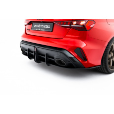 Maxton Design "Street Pro" difuzor zadního nárazníku pro Audi RS3 8Y Facelift, plast ABS bez povrchové úpravy, Sedan, s červenou linkou