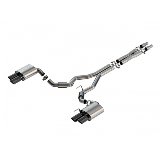 Borla Cat-Back výfukový systém "S-Type" pro Ford Mustang GT 5l V8, automat/manual, RWD, 2-dveř., r.v. 2024-, bez aktivního výfuku, typ koncovek: černé