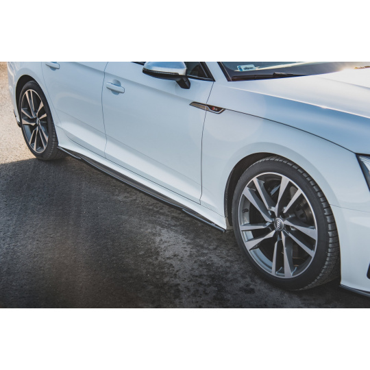 Maxton Design difuzory pod boční prahy pro Audi S5 F5 FL, černý lesklý plast ABS