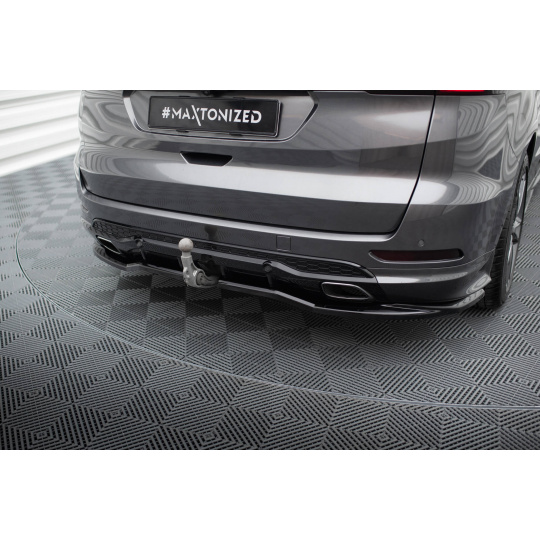 Maxton Design středový spoiler pod zadní nárazník s žebrováním pro Ford S-Max Mk2, černý lesklý plast ABS, ST-Line