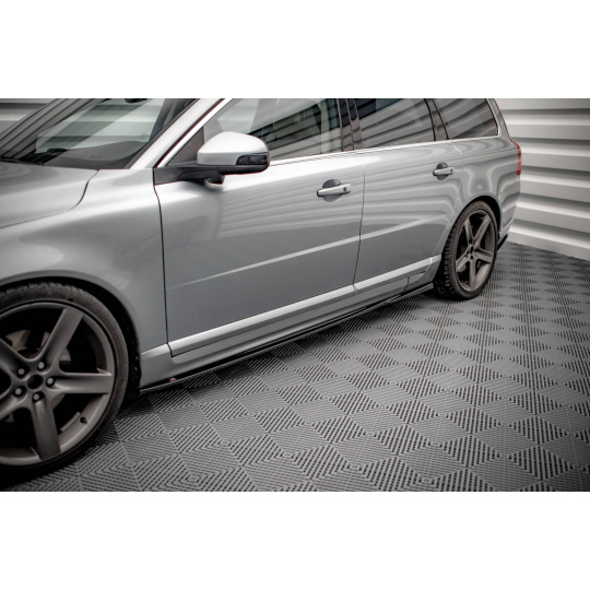Maxton Design difuzory pod boční prahy pro Volvo V70 Mk3, černý lesklý plast ABS