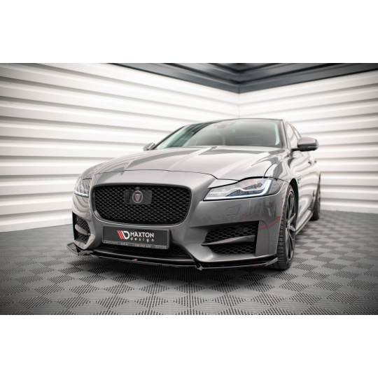 Maxton Design spoiler pod přední nárazník ver.2 pro Jaguar XF Mk2 /R-Sport, černý lesklý plast ABS