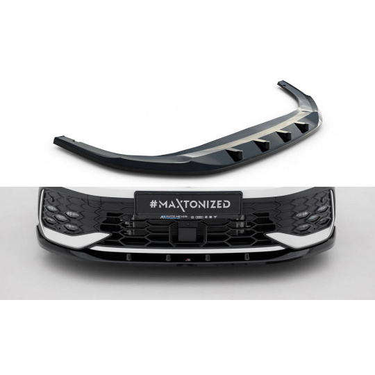 Maxton Design spoiler pod přední nárazník ver.5 pro Volkswagen Golf GTE Mk8 Facelift, černý lesklý plast ABS