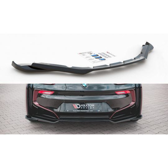 Maxton Design středový spoiler zadního nárazníku pro BMW i8, černý lesklý plast ABS