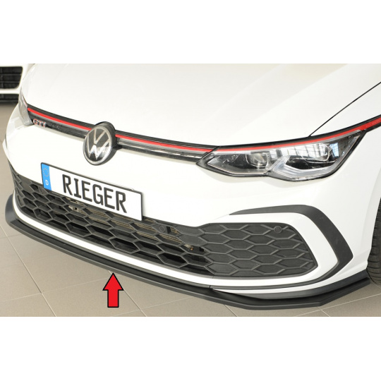 Rieger lipa pod přední nárazník pouze pro GTI / GTD / GTE pro Volkswagen Golf 8 GTI 5-dvéř., 08/20-, plast ABS bez povrchové úpravy