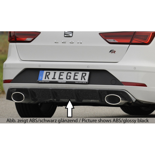 Rieger vložka zadního nárazníku pro Seat Leon FR 5F 5-dvéř. (ST/Combi) po faceliftu, plast ABS bez povrchové úpravy, pro sportovní koncovky na obou stranách 152x95 mm