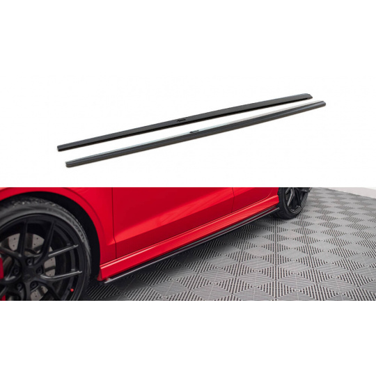 Maxton Design difuzory pod boční prahy pro Audi A3, S3 8V, 8V FL, černý lesklý plast ABS, Sedan