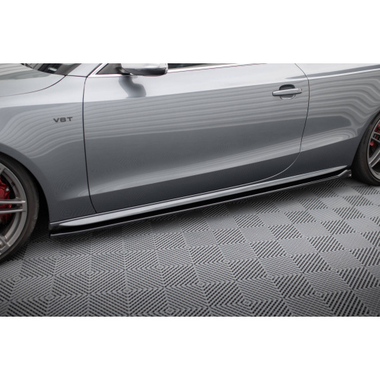 Maxton Design difuzory pod boční prahy ver.2 pro Audi S5 8T, černý lesklý plast ABS, S-line Coupe