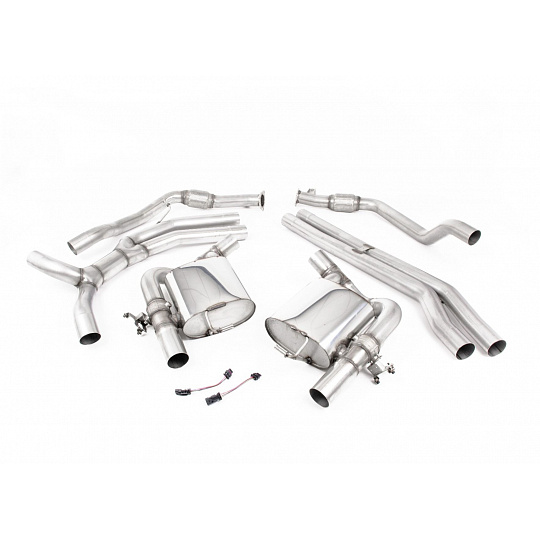 Milltek Sport výfukový systém cat-back bez rezonátoru (Race - hlasitější) pro Audi RS4 B9 2.9 V6 Turbo Avant (bez OPF/GPF) 2018-2024, typ koncovek: oválné černé