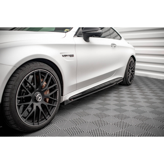 Maxton Design difuzory pod boční prahy ver.2 pro Mercedes třída C W205 Facelift/63 AMG/Coupe, černý lesklý plast ABS