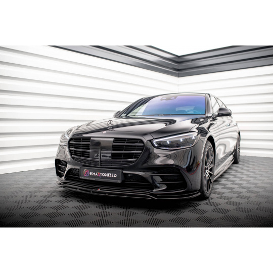 Maxton Design spoiler pod přední nárazník pro Mercedes třída S W223 AMG-Line, černý lesklý plast ABS