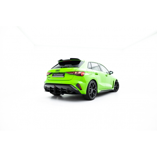 Maxton Design "Street Pro" difuzor zadního nárazníku pro Audi RS3 8Y Facelift, plast ABS bez povrchové úpravy, Sportback, s červenou linkou