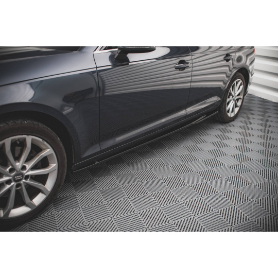 Maxton Design difuzory pod boční prahy pro Audi A4 B9, černý lesklý plast ABS