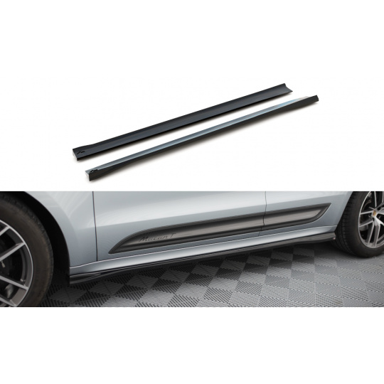 Maxton Design difuzory pod boční prahy pro Porsche Macan Mk1 Facelift 2, černý lesklý plast ABS
