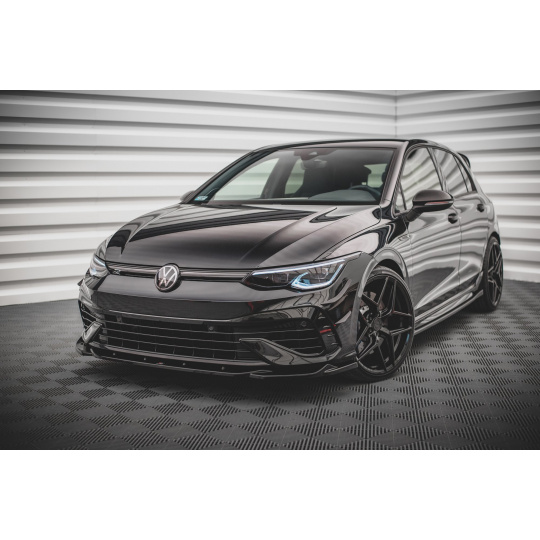 Maxton Design spoiler pod přední nárazník ver.4 pro Volkswagen Golf R Mk8, černý lesklý plast ABS