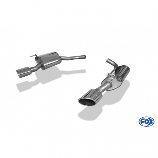 Fox Sportauspuff koncový tlumič výfuku s koncovkou 115x85 Typ 38 na obou stranách pro Jaguar XKR s motorem 4.0 Fox Sportauspuff koncový tlumič výfuku s koncovkou 115x85 Typ 38 na obou stranách pro Jaguar XKR s motorem 4.0