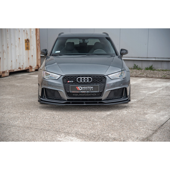 Maxton Design "Racing durability" spoiler pod přední nárazník s rohovými splittery pro Audi RS3 8V, plast ABS bez povrchové úpravy, s červenou linkou Maxton Design "Racing durability" spoiler pod přední nárazník s rohovými splittery pro Audi RS3 8V, plast ABS bez povrchové úpravy, s červenou linkou