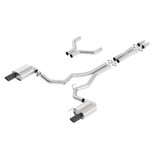 Borla Cat-Back výfukový systém "S-Type" pro Ford Mustang GT 5,0l RWD, 2-dvéř. mimo Convertible, r.v. od 15-17, typ koncovek: černé