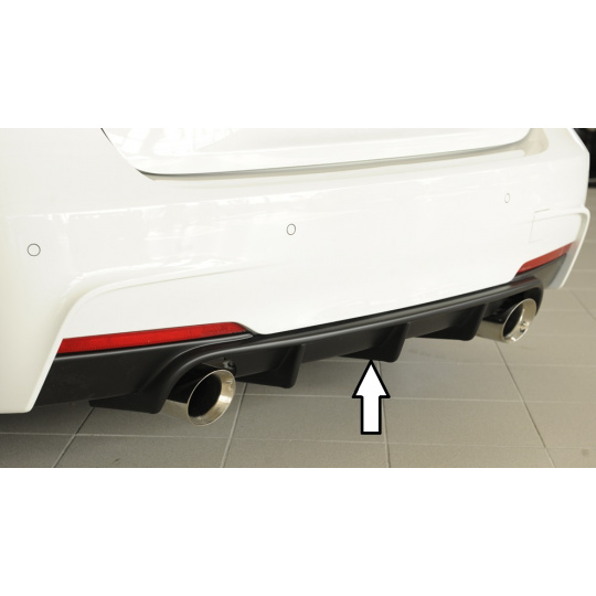 Rieger vložka zadního nárazníku pro BMW řada 3 F30, F31 sedan, touring vč. faceliftu, plast ABS bez povrchové úpravy, pro orig. koncovky na obou stranách (335i/340i look)