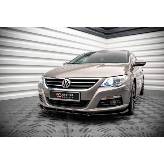 Maxton Design spoiler pod přední nárazník ver.4 pro Volkswagen CC, černý lesklý plast ABS