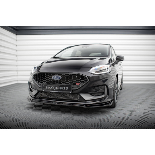 Maxton Design spoiler pod přední nárazník ver.4 pro Ford Fiesta ST Mk8 Facelift, černý lesklý plast ABS