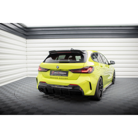 Maxton Design vložka zadního nárazníku ver.3 pro BMW řada 1 F40, černý lesklý plast ABS, M-Pack, s jednoduchou koncovkou na jedné straně