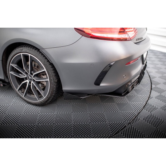 Maxton Design "Street Pro" boční difuzory pod zadní nárazník s křidélky pro Mercedes třída C W205 Facelift/43 AMG/Coupe, plast ABS bez povrchové úpravy, s červenou linkou