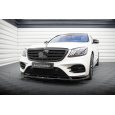 Maxton Design spoiler pod přední nárazník ver.2 pro Mercedes třída S W222 AMG-Line Facelift, černý lesklý plast ABS