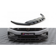 Maxton Design spoiler pod přední nárazník pro Volkswagen Passat Mk8 (B8) Facelift, černý lesklý plast ABS, R-Line