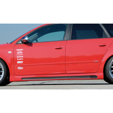 Rieger boční práh mont. strana pravá pro Audi A4 8E avant, sedan po faceliftu, r.v. 11/00-10/04, 11/04-, plast ABS s povrchovou úpravou Carbon-Look, s prolisem a výřezem