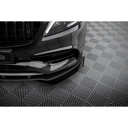 Maxton Design rohové spoilery pod přední nárazník pro Mercedes třída A W176 Facelift AMG-Line, černý lesklý plast ABS