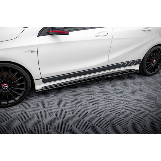 Maxton Design difuzory pod boční prahy pro Mercedes třída A W176 45 AMG, černý lesklý plast ABS
