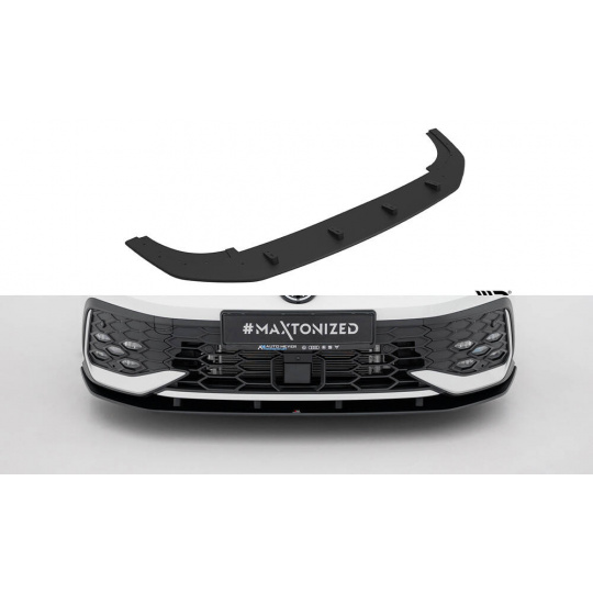 Maxton Design "Street Pro" spoiler pod přední nárazník pro Volkswagen Golf GTE Mk8 Facelift, plast ABS bez povrchové úpravy, s černou a červenou linkou