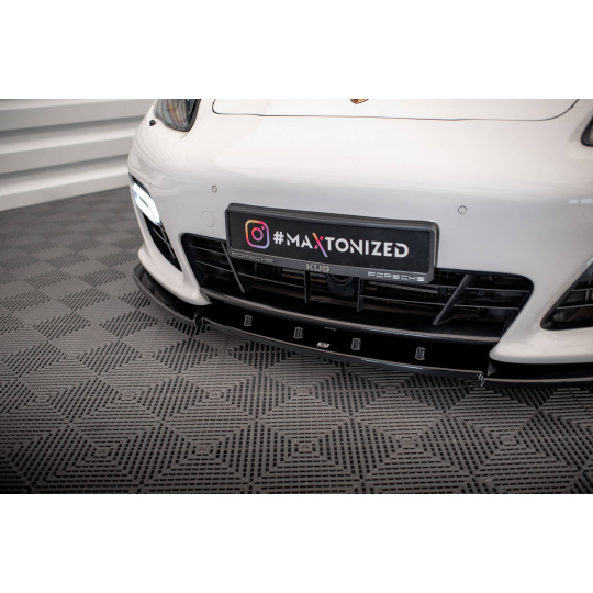 Maxton Design spoiler pod přední nárazník pro Porsche Panamera 970 Turbo, černý lesklý plast ABS