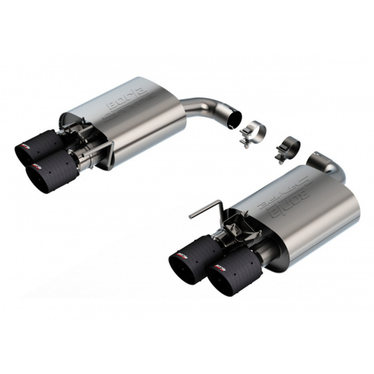 Borla koncový díl Axle-Back "S-Type" pro Ford Mustang GT 5,0l V8, automat/manual, RWD, 2-dvéř., Coupe/Cabrio, s Active Exhaust, r.v. 2024, typ koncovek: karbonové