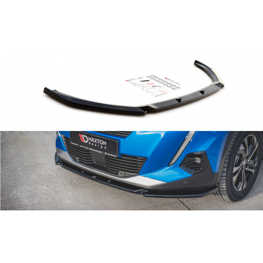 Maxton Design spoiler pod přední nárazník ver.2 pro Peugeot 2008 Mk2, černý lesklý plast ABS