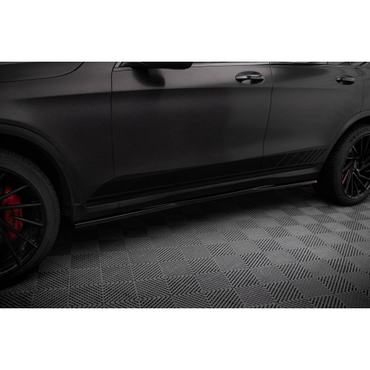Maxton Design difuzory pod boční prahy ver.2 pro Mercedes GLC Coupe/C253 Facelift /AMG- Line, černý lesklý plast ABS