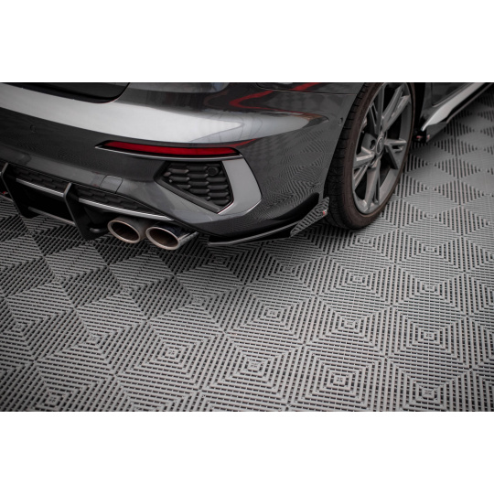 Maxton Design "Street Pro" boční difuzory pod zadní nárazník s křidélky pro Audi S3 8Y Sedan, plast ABS bez povrchové úpravy