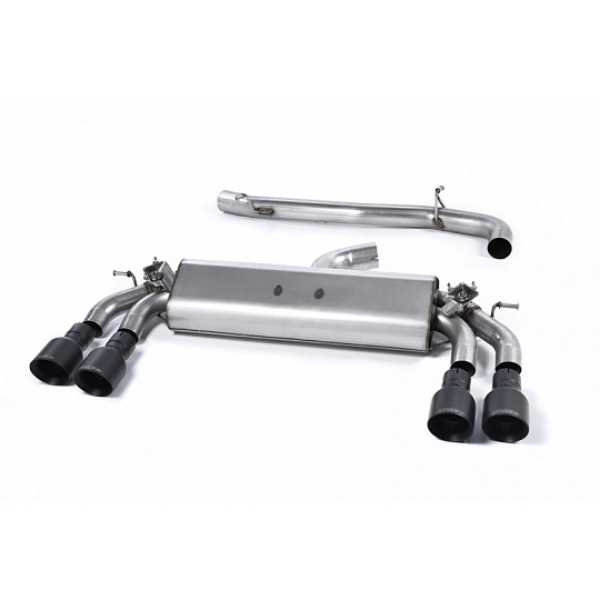 Milltek Sport výfukový systém cat-back bez rezonátoru (hlasitější) pro Audi S3 2.0 TFSI quattro Sportback 8V/8V.2 (bez GPF) 2013-2018, dvojité, kulaté, typ koncovek: GT-100B černé