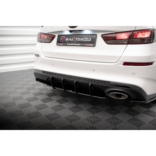 Maxton Design "Street Pro" difuzor zadního nárazníku pro Kia Optima Mk4 Facelift, plast ABS bez povrchové úpravy, s červenou linkou
