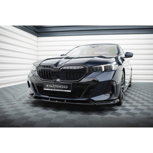 Maxton Design spoiler pod přední nárazník pro BMW řada 5 G60 M-Pack, černý lesklý plast ABS