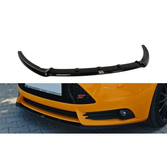 Maxton Design spoiler pod přední nárazník pro Ford Focus ST Mk3, černý lesklý plast ABS