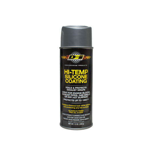 DEi Design Engineering ochranný sprej na termo izolační omotávky výfuků (HT Silicone Coating) 355 ml, barva: stříbrná